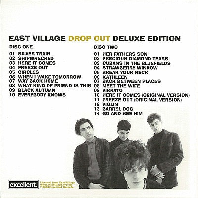 Image of Back Cover of 2xCD - VG+/VG+ - EAST VILLAGE, Drop Out (Excellent. Records; EXCD 019-020, Japan 2006 Reissue, Fold Over Sleeve, Inner & Booklet), ,  - 4116030C