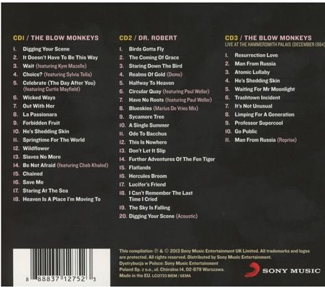 Image of Back Cover of 3xCD - VG+/VG+ - THE BLOW MONKEYS & DR. ROBERT, Halfway To Heaven: The Best Of The Blow Monkeys & Dr. Robert (Sony Music; 88883712752, UK & Europe 2013, Triple Digipak, Booklet), ,  - 4116046C