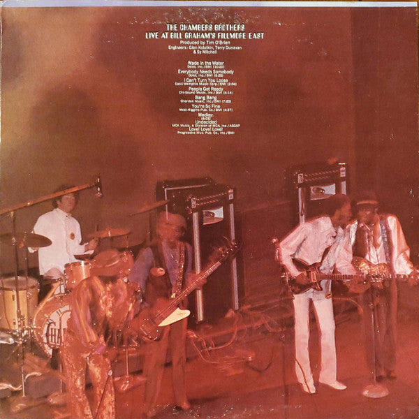 Image of Back Cover of 2xLP - VG/VG - THE CHAMBERS BROTHERS, Love, Peace And Happiness / Live At Bill Graham's Fillmore East (Columbia; KGP 20, US 1969, Gatefold), Records are strong VG with just a few light hairlines. ,  - 4126018E