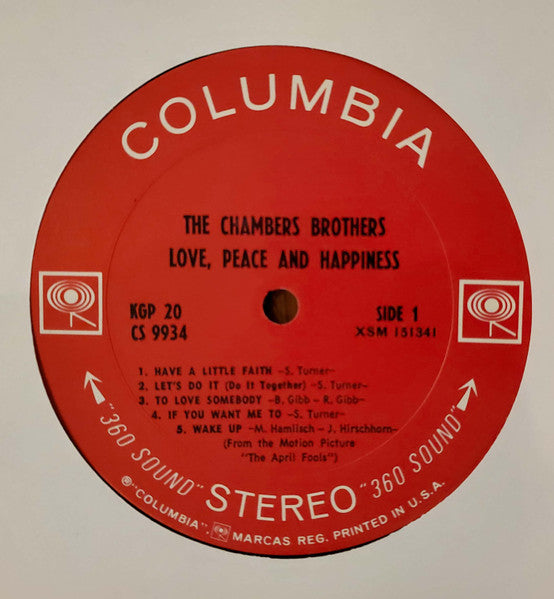Image of Label Cover of 2xLP - VG/VG - THE CHAMBERS BROTHERS, Love, Peace And Happiness / Live At Bill Graham's Fillmore East (Columbia; KGP 20, US 1969, Gatefold), Records are strong VG with just a few light hairlines. ,  - 4126018E