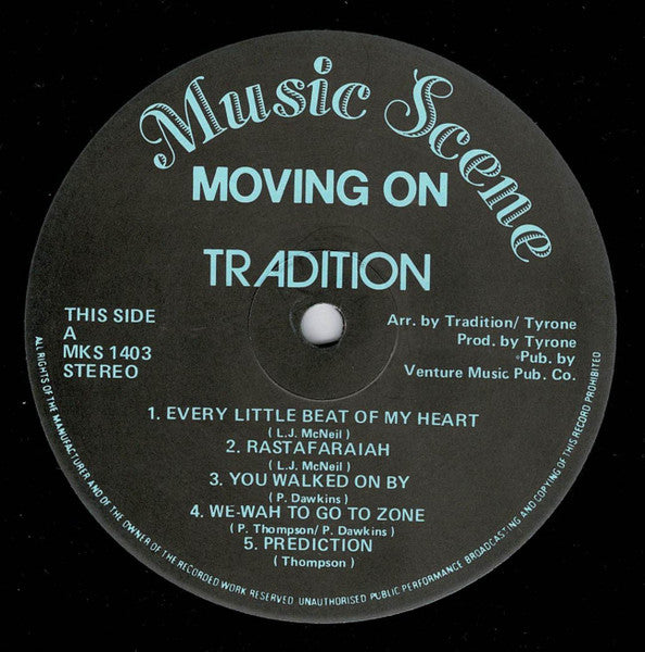 Image of Label Cover of LP - VG+/VG+ - TRADITION, Moving On (RCA; SPL 25 156, UK ), Light hairline mark on vinyl. Re-issue copy.,  - 4126067E