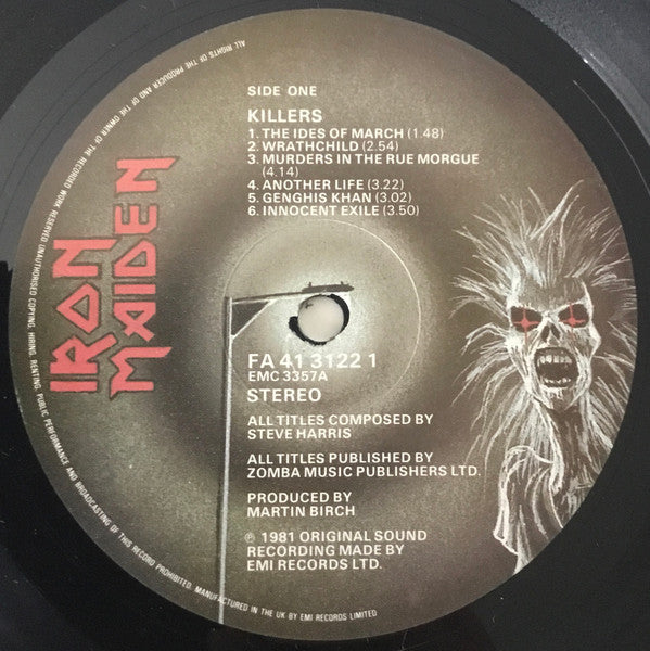 Image of Label Cover of LP - VG/G - IRON MAIDEN, Killers (Fame; FA 41 3122 1, UK 1985 Reissue), ,  - 4116061C