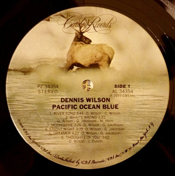 Image of Label Cover of LP - VG/G+ - DENNIS WILSON, Pacific Ocean Blue (Caribou Records; PZ 34354, US 1977, Gatefold, Inner, S2 Runouts), Light hairline marks, Inner split at two seams, Light sleeve wear,  - 4116070C