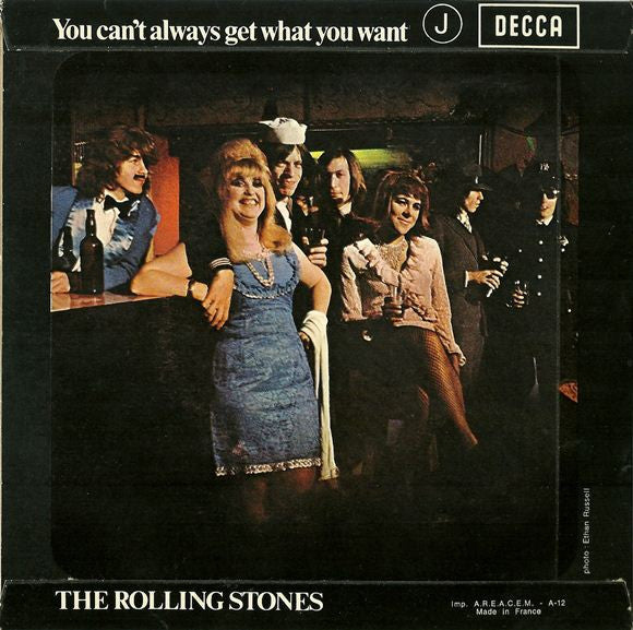 Image of Back Cover of 7" - VG+/VG - THE ROLLING STONES, Honky Tonk Women / You Can't Always Get What You Want (Decca ; 84.096, France 1972 Reissue, Laminated Flipback Sleeve), Strong VG,  - 4126120E