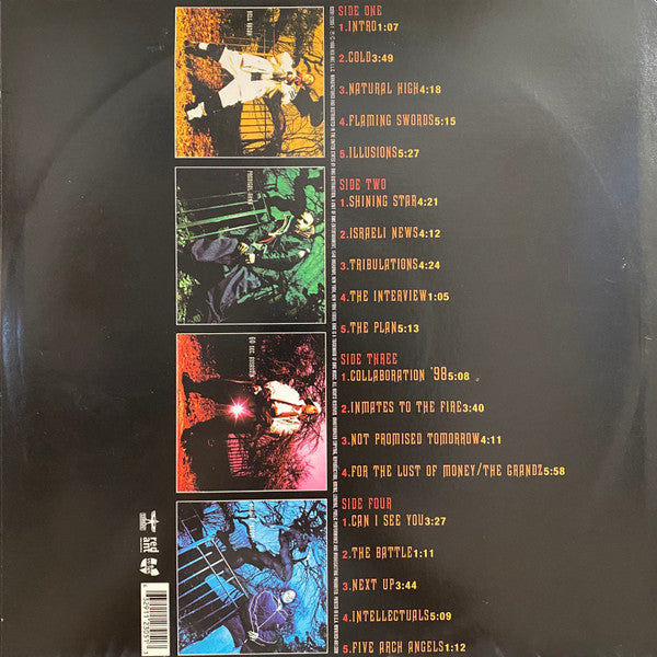 Image of Back Cover of 2xLP - VG/G+ - SUNZ OF MAN, The Last Shall Be First (Red Ant Entertainment; 63291-12305-1, US 1998, Insert), Lots of hairlines. Sleeve has edgewear, creases, ringwear, tatty opening section.,  - 4126029E