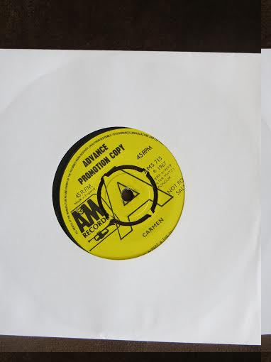 Image of Front Cover of 7" EP - VG/VG - HERB ALPERT & THE TIJUANA BRASS, Carmen / Love So Fine (A&M Records ; AMS 715, UK 1967, Promo, Company Sleeve), Strong VG,  - 4126105E