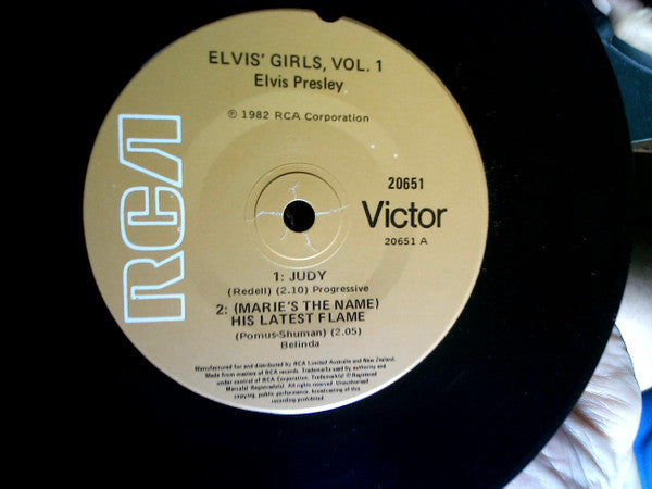 Image of Label Cover of 7" EP - VG/VG - ELVIS PRESLEY, Elvis' Girls Vol. 1 (RCA ; 20651, Australia 1982, Fold Over Sleeve), Sleeve Creased,  - 4126098E