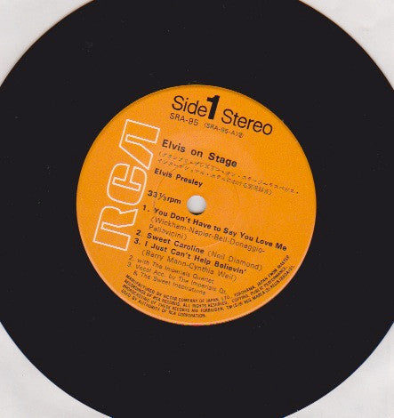 Image of Label Cover of 7" EP - VG+/VG+ - ELVIS PRESLEY, On Stage (RCA ; SRA-95, Japan 1971, Gatefold), No Obi, Edge Wear,  - 4126094E