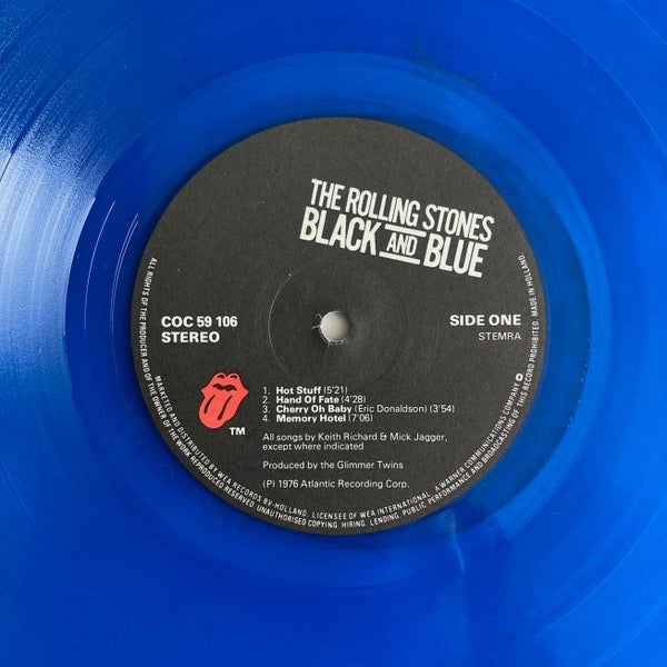 Image of Label Cover of LP - VG/G+ - THE ROLLING STONES, Black And Blue (Rolling Stones Records; COC 59106, Netherlands 1977 Reissue, Gatefold, Inner, No Insert, Blue Vinyl), Hairlines when held to strong light, Nothing feelable, Edge wear, Inner split down one side, No insert,  - 4116078C