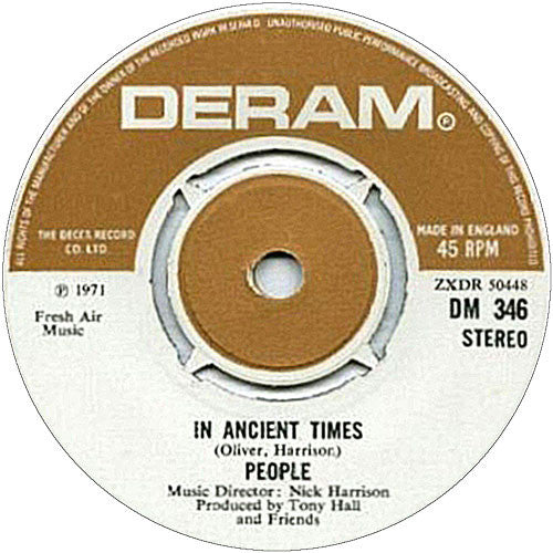 Image of Front Cover of 7" EP - VG/VG - PEOPLE, In Ancient Times / Glastonbury (Deram ; DM 346, UK 1971, Company Sleeve, Axelrodish Version Of 'Jerusalem'), ,  - 4126088E