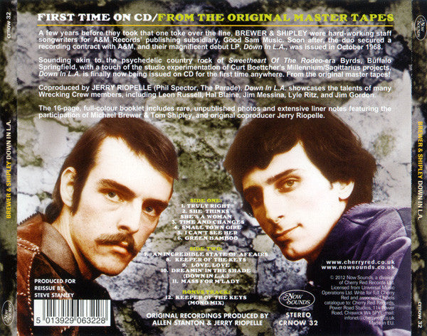 Image of Back Cover of CD - VG+/VG+ - BREWER & SHIPLEY, Down In L.A. (Now Sounds; CRNOW 32, UK 2012, Jewel Case), ,  - 4136064E