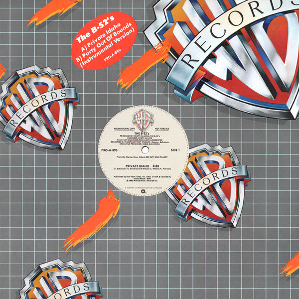Image of Front Cover of 12" - VG/VG+ - THE B-52'S, Private Idaho (Warner Bros. Records; PRO-A-890, US 1980, Promo, Stickered Company Sleeve), Light edge wear. A few very light hairlines on disc.,  - 4146071S