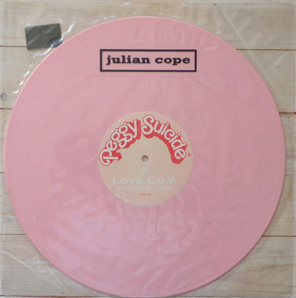 Image of Front Cover of 12" - VG/VG+ - JULIAN COPE, Love L.U.V. (Beautiful Love) (Island Records; 12 ISX 483, UK 1991, Picture Sleeve With Stickered PVC, Pink Vinyl), Clean disc, Paper sleeve is VG+, Plastic outer has nick to top, nice copy,  - 4116098C