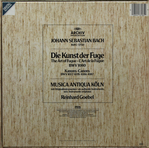 Image of Back Cover of LP - VG+/VG+ - MUSICA ANTIQUA K�LN, Bach: Musica Antiqua K�ln � Die Kunst Der Fuge (Archiv Produktion; Die Kunst Der Fuge, Germany 1984), ,  - 4126247E