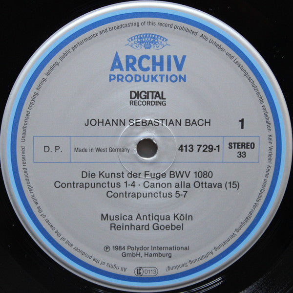 Image of Label Cover of LP - VG+/VG+ - MUSICA ANTIQUA K�LN, Bach: Musica Antiqua K�ln � Die Kunst Der Fuge (Archiv Produktion; Die Kunst Der Fuge, Germany 1984), ,  - 4126247E
