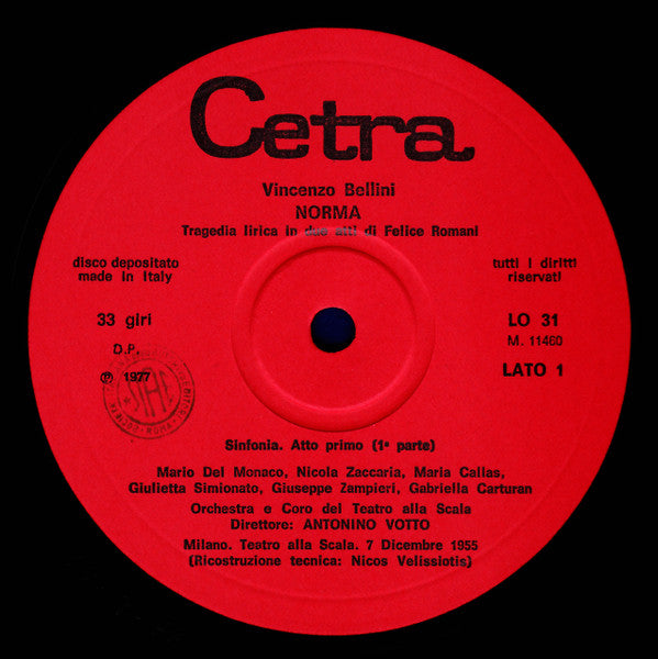 Image of Label Cover of LP - VG+/EX - MARIA CALLAS, MARIO DEL MONACO, GIULIETTA SIMIONATO, NICOLA ZACCARIA, ORCHESTRA* E CORO DEL TEATRO ALLA SCALA, ANTONINO VOTTO, Bellini: Norma (Cetra; LO 31, Italy 1977), ,  - 4126253E