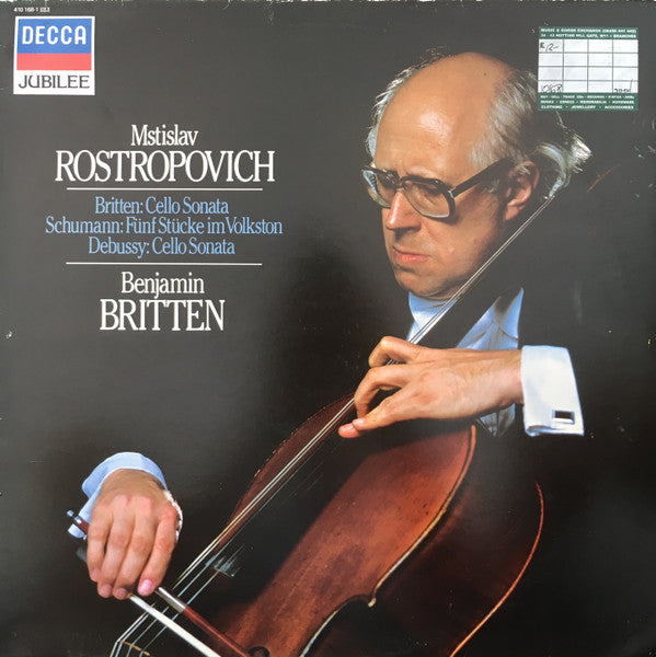 Image of Front Cover of LP - VG+/VG+ - MSTISLAV ROSTROPOVICH, BENJAMIN BRITTEN, Cello Sonatas / F nf Stucke Im Volkston (Decca; 410 168-1, UK 1984), ,  - 4126256E