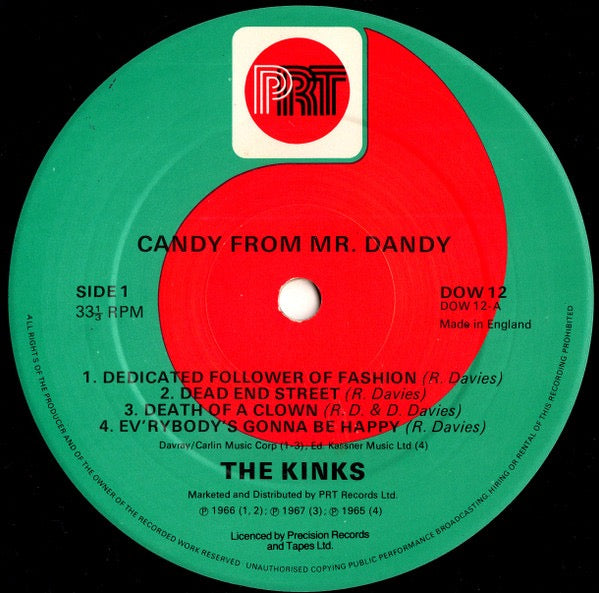 Image of Label Cover of 10" EP - VG/VG - THE KINKS, Candy From Mr. Dandy (PRT; DOW 12, UK 1983, Picture Sleeve), ,  - 4116177C