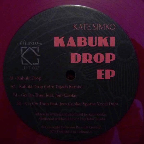 Image of Front Cover of 12" - /G+ - KATE SIMKO, Kabuki Drop EP (Leftroom; LEFT032, UK 2012, Red Vinyl), Very light marks only   plays nicely, A1	Kabuki Drop (Original Mix)A2	Kabuki Drop (John Tejada Remix)B1	Go On Then (Original Mix)B2	Go On Then (Sparse Vocal Dub) - 4116198C