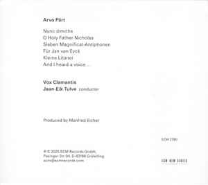 Image of Back Cover of CD - EX/EX - ARVO P RT, VOX CLAMANTIS, And I Heard A Voice (ECM Records; ECM 2780, Germany 2025, Slipcase), ,  - 4136152E