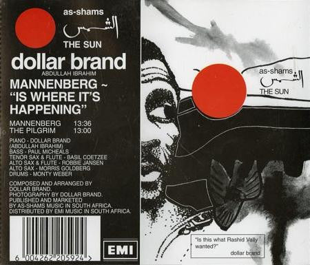 Image of Back Cover of CD - EX/EX - DOLLAR BRAND, Mannenberg ~ 'Is Where It's Happening' (EMI; CDSRK(WL)786134, South Africa , Jewel Case), Unplayed,  - 4136161E