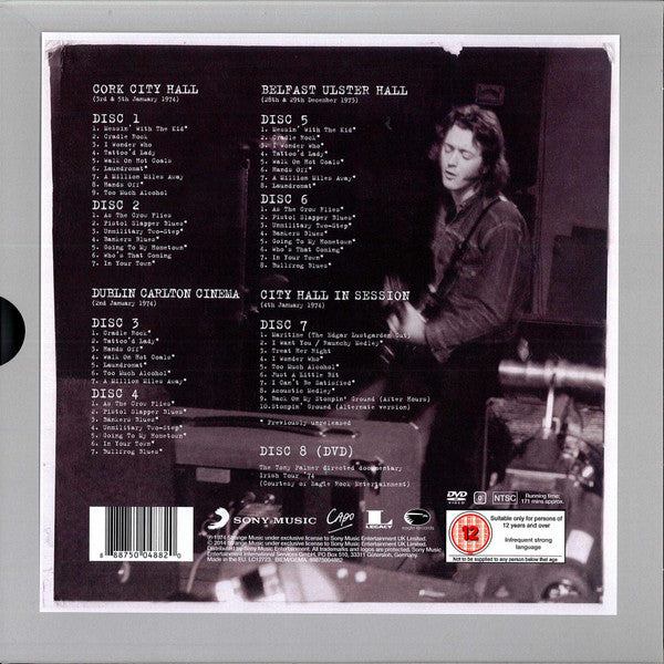 Image of Back Cover of 8xCD - EX/EX - RORY GALLAGHER, Irish Tour '74 (Strange Music; 88875004882, Europe 2014, Box Set, Booklet, 7 x CD. DVD-Video, NTSC, Stereo), Sealed,  - 4036222E