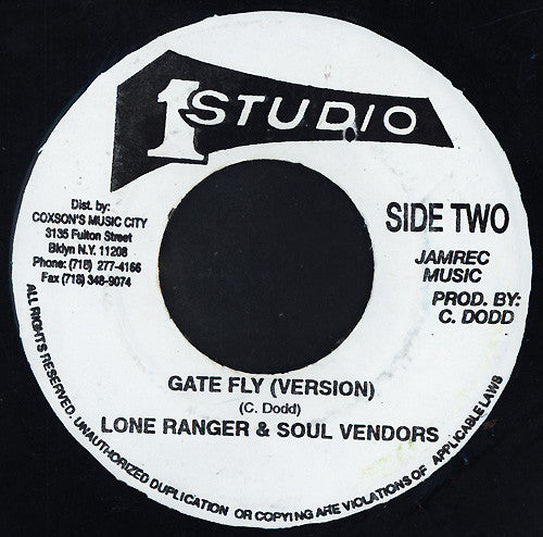Image of Back Cover of 7" - /VG - LONE RANGER, Now The Gate Fly (Studio One; none, Jamaica ), Light marks. Label wear.,  - 4126234E