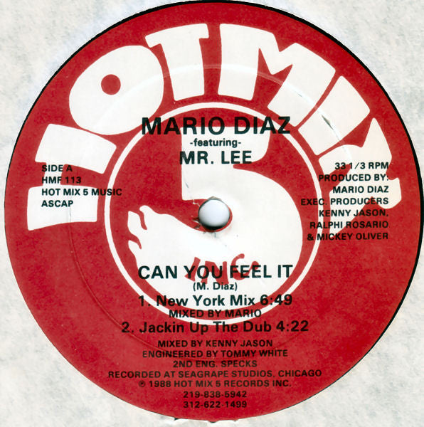 Image of Front Cover of 12" - /VG - MARIO DIAZ FEATURING MR. LEE, Can You Feel It (Hot Mix 5 Records; HMF 113, US 1988), Light marks only,  - 4146121S