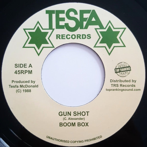 Image of Front Cover of 7" - /VG+ - BOOM BOX, Gun Shot (Tesfa Records; TRS-TF-1, Europe 2017 Reissue), ,  - 4126237E