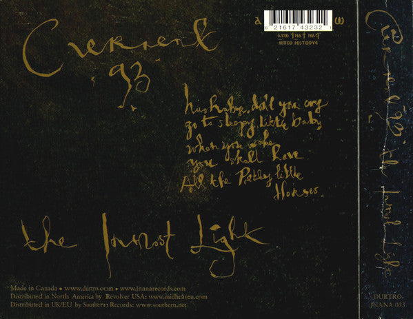 Image of Back Cover of 3xCD - VG/VG+ - CURRENT 93, The Inmost Light (Durtro; DURTRO/JNANA 033, USA, Canada & UK 2007, Triple Digipak, Booklet), Sleeve spine has a crease and there are some scratch marks on back sleeve,  - 4136117E