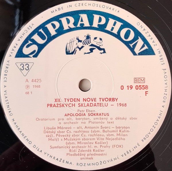 Image of Label Cover of LP - VG/VG+ - VARIOUS, XII. T den Nov� Tvorby (Supraphon; 0 19 0558, Czechoslovakia 1968), ,  - 4126283E