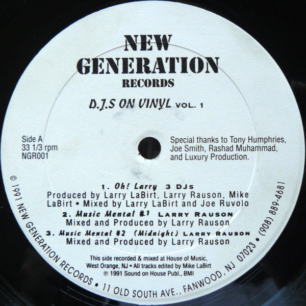 Image of Front Cover of 12" - /VG+ - VARIOUS, D.J.s On Vinyl Vol. 1 (New Generation Records; NGR001, US 1991, Plain Sleeve), ,  - 4246472S