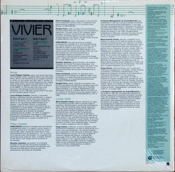Image of Back Cover of LP - VG+/VG+ - CLAUDE VIVIER, Shiraz - Pulau Dewata - Lonely Child (Centrediscs; CMC 1384, Canada 1984), ,  - 4126285E