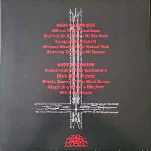Image of Back Cover of LP - VG+/VG+ - SAVAGE NECROMANCY, Feathers Fall To Flames (20 Buck Spin; SPIN156, US 2022, Insert, Translucent Red Vinyl), With stickered plastic outer,  - 4126352E