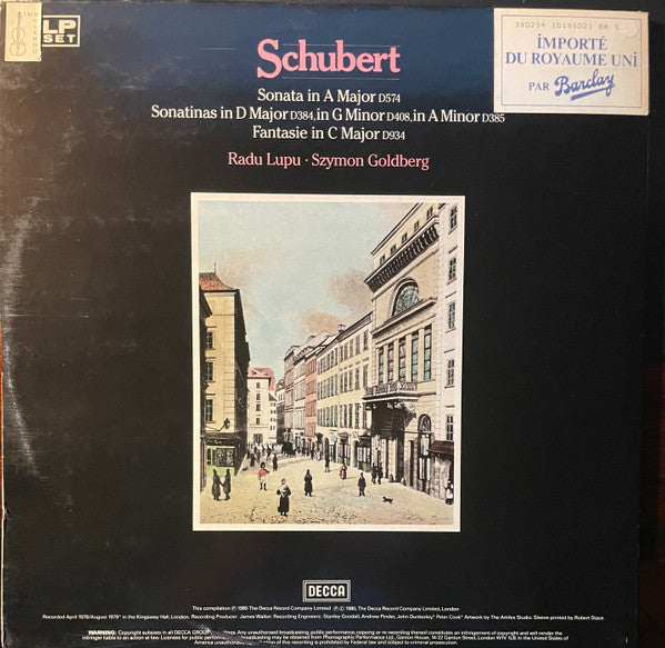 Image of Back Cover of 2xLP - VG+/VG+ - SZYMON GOLDBERG, RADU LUPU, Schubert: Music For Violin & Piano = Werke F�r Violin Und Klavier= Musique Pour Violin Et Piano (Decca; D195D2, UK 1981, Gatefold), ,  - 4126290E
