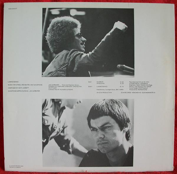 Image of Back Cover of LP - G+/VG - KEITH JARRETT / JAN GARBAREK, Luminessence (ECM Records; ECM 1049 ST, Germany 1975, Embossed Sleeve), Sleeve has ringwear, edgewear and staining - bit shabby.,  - 4126330E