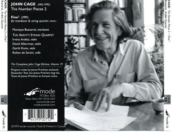 Image of Label Cover of CD - EX/VG+ - JOHN CAGE, The Number Pieces 2: Five  (Mode; mode 75, US 1999), ,  - 4136189E