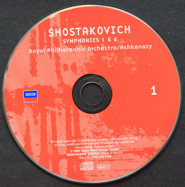 Image of Label Cover of 12xCD - M/M - VLADIMIR ASHKENAZY, ROYAL PHILHARMONIC ORCHESTRA, ST. PETERSBURG PHILHARMONIC ORCHESTRA, NHK SYMPHONY ORCHESTRA, Shostakovich: The Symphonies (Decca; The Symphonies, Europe 2007, Box Set), Sealed,  - 4136190E