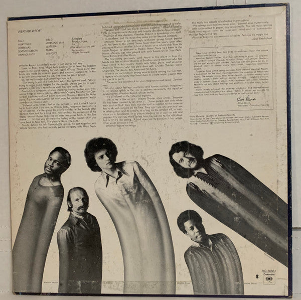 Image of Back Cover of LP - VG/VG+ - WEATHER REPORT, Weather Report (Columbia; KC 30661, US 1971, Pasteback Sleeve), Mottling, light marks only. Ring and edge wear.,  - 4146195S