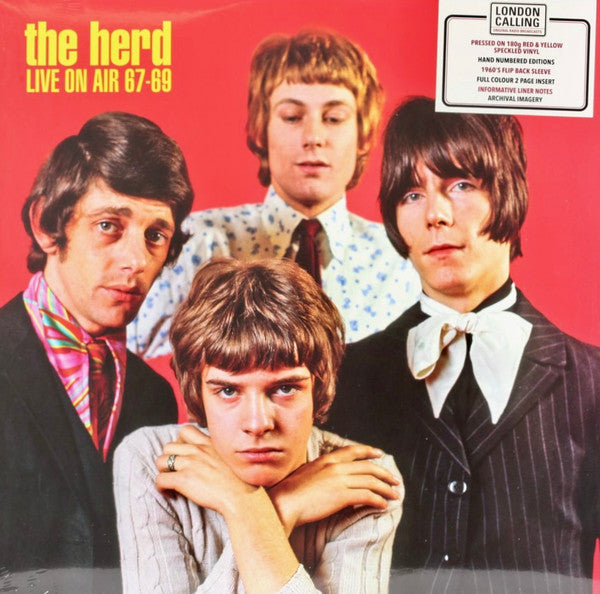 Image of Front Cover of LP - EX/EX - THE HERD, Live On Air 67-69 (London Calling; LCLPC5047, Europe 2022, Flipback Sleeve, Insert, Numbered Limited Edition, Red/Yellow Speckled Vinyl, Unofficial Release), Opened Instore, No. 176,  - 4116253C