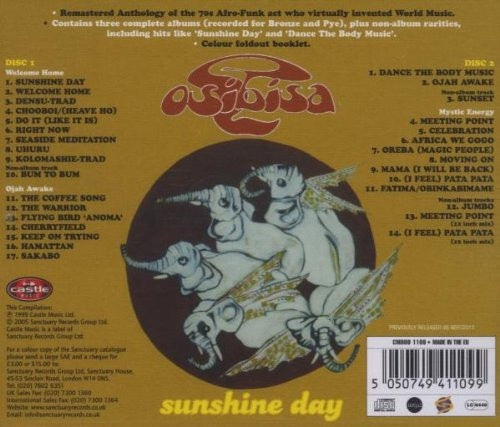 Image of Back Cover of 2xCD - VG+/VG+ - OSIBISA, Sunshine Day (The Pye/Bronze Anthology) (Castle Music; CMDDD 1109, UK 2005 Reissue, Double CD Case), ,  - 4116309C