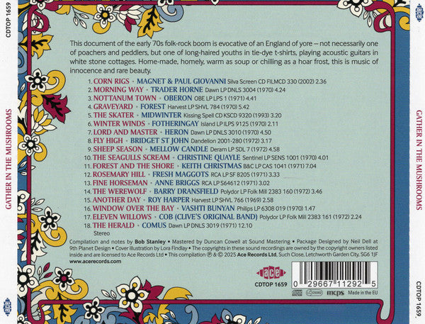 Image of Back Cover of CD - EX/EX - VARIOUS, Gather In The Mushrooms (The British Folk Underground 1969-1975) (Ace; CDTOP 1659, UK 2025, Jewel Case), ,  - 4136194E