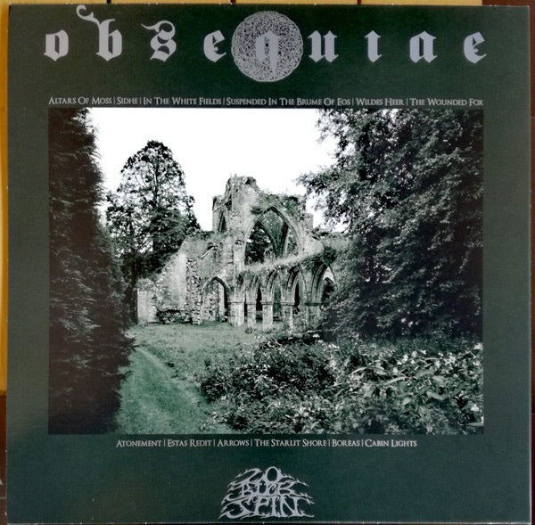 Image of Back Cover of LP - VG/VG+ - OBSEQUIAE, Suspended In The Brume Of Eos (20 Buck Spin; SPIN063, US 2020 Reissue, Insert, Clear w/green splatter vinyl), Corner bumps,  - 4126411E