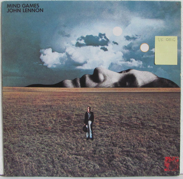 Image of Front Cover of LP - VG/VG+ - JOHN LENNON, Mind Games (Apple Records; PCS 7165, UK 1970s Reissue, Inner with 3 Cut Corners, 33 1/3 is followed by "rpm", "An Apple Record" is missing), Edge & ring wear, tear on Inner,  - 4146179S