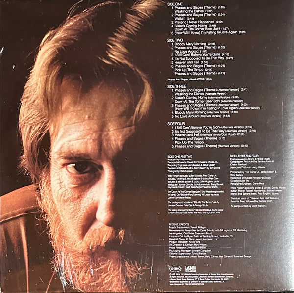 Image of Back Cover of 2xLP - VG+/VG+ - WILLIE NELSON, Phases And Stages (Rhino Records; R1 726130, Worldwide 2024 Reissue, Gatefold), Still in hype stickered shrinkwrap.,  - 4116348C