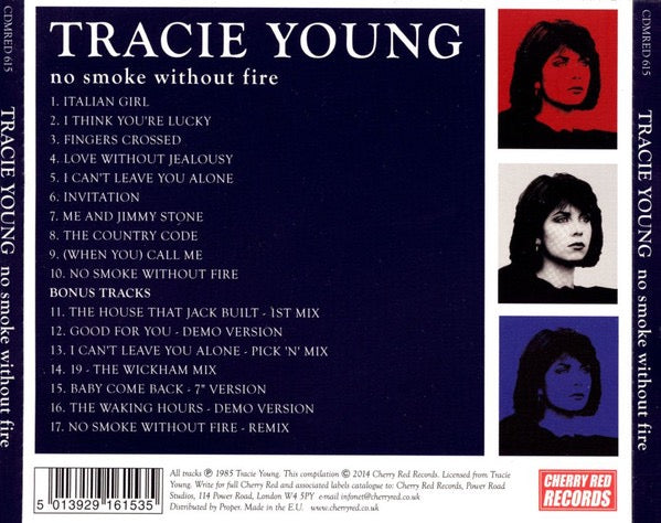 Image of Back Cover of CD - VG+/VG+ - TRACIE YOUNG, No Smoke Without Fire (Cherry Red; CDMRED 615, UK 2014, Jewel Case), ,  - 4116366C