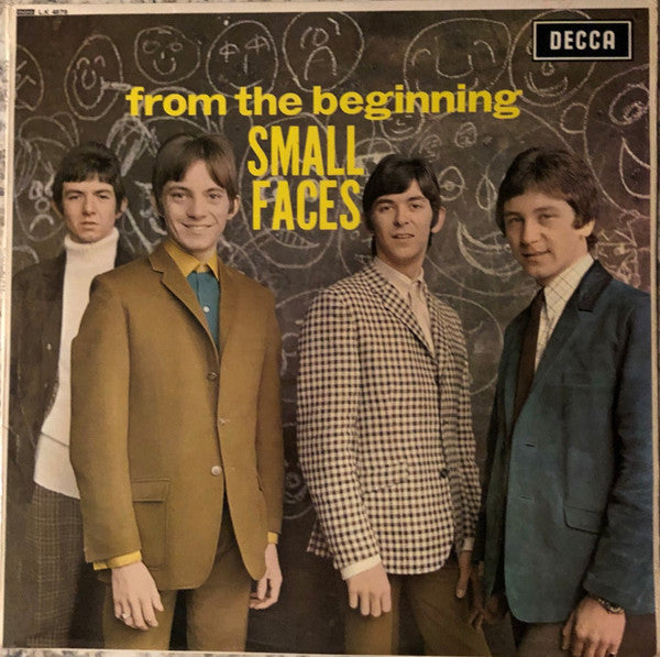 Image of Front Cover of LP - G+/G+ - SMALL FACES, From The Beginning (Decca Unboxed Red Labels With Track B1 Printed As 'TAKE THIS HURT OFF ME'; LK 4879, UK 1967, Laminated Front Sleeve, Mono), Strong G+, Glossy with some light hairlines and few longer surface marks, Plays well, No skips on our system but the odd pop, Sleeve has a few patches of peeling damage to rear and light rip to print, Name on rear,  - 4116256C