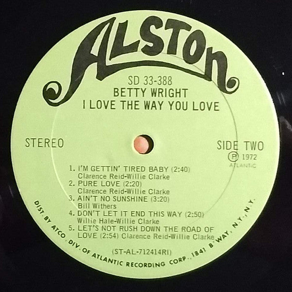 Image of Label Cover of LP - VG/G+ - BETTY WRIGHT, I Love The Way You Love (Alston Records; SD 33-388, US 1972, Richmond Pressing), Edge Wear, Creased, Cut Out Notched,  - 4146220S