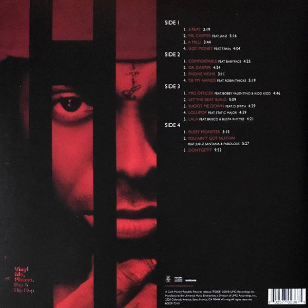 Image of Back Cover of 2xLP - VG+/EX - LIL WAYNE, Tha Carter III (Cash Money Records; B0029173-01, US 2018 Reissue, Red & Black Galaxy, 180g. With stencil.), ,  - 4126438E