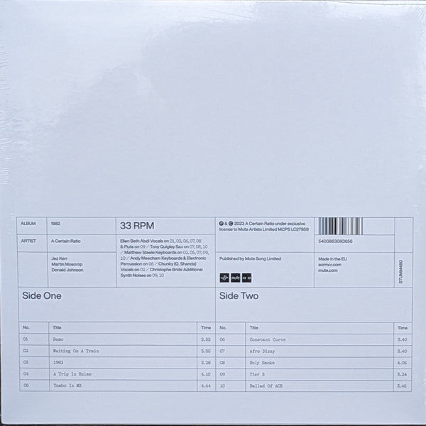 Image of Back Cover of LP - VG+/VG+ - A CERTAIN RATIO, 1982 (Mute; STUMM480, Europe 2023, Orange vinyl), ,  - 4126442E